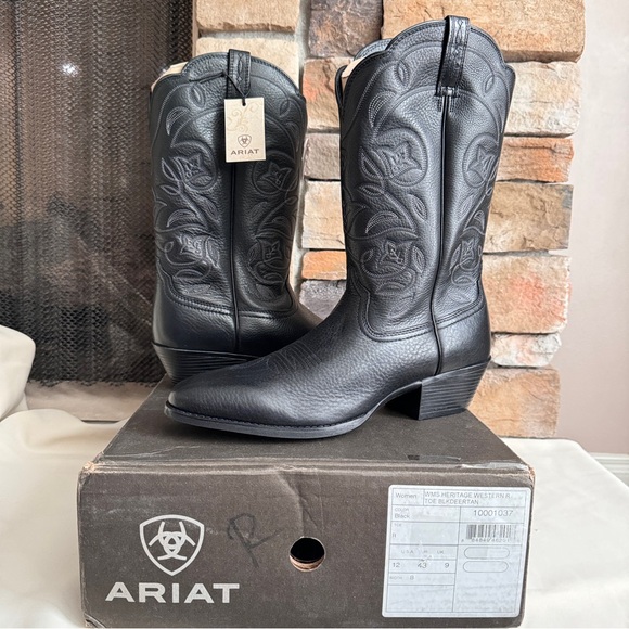 Ariat Ladies Heritage Western Black R Toe Deertan Boot 10001037 Size 12 B EUR 43 - Picture 3 of 12